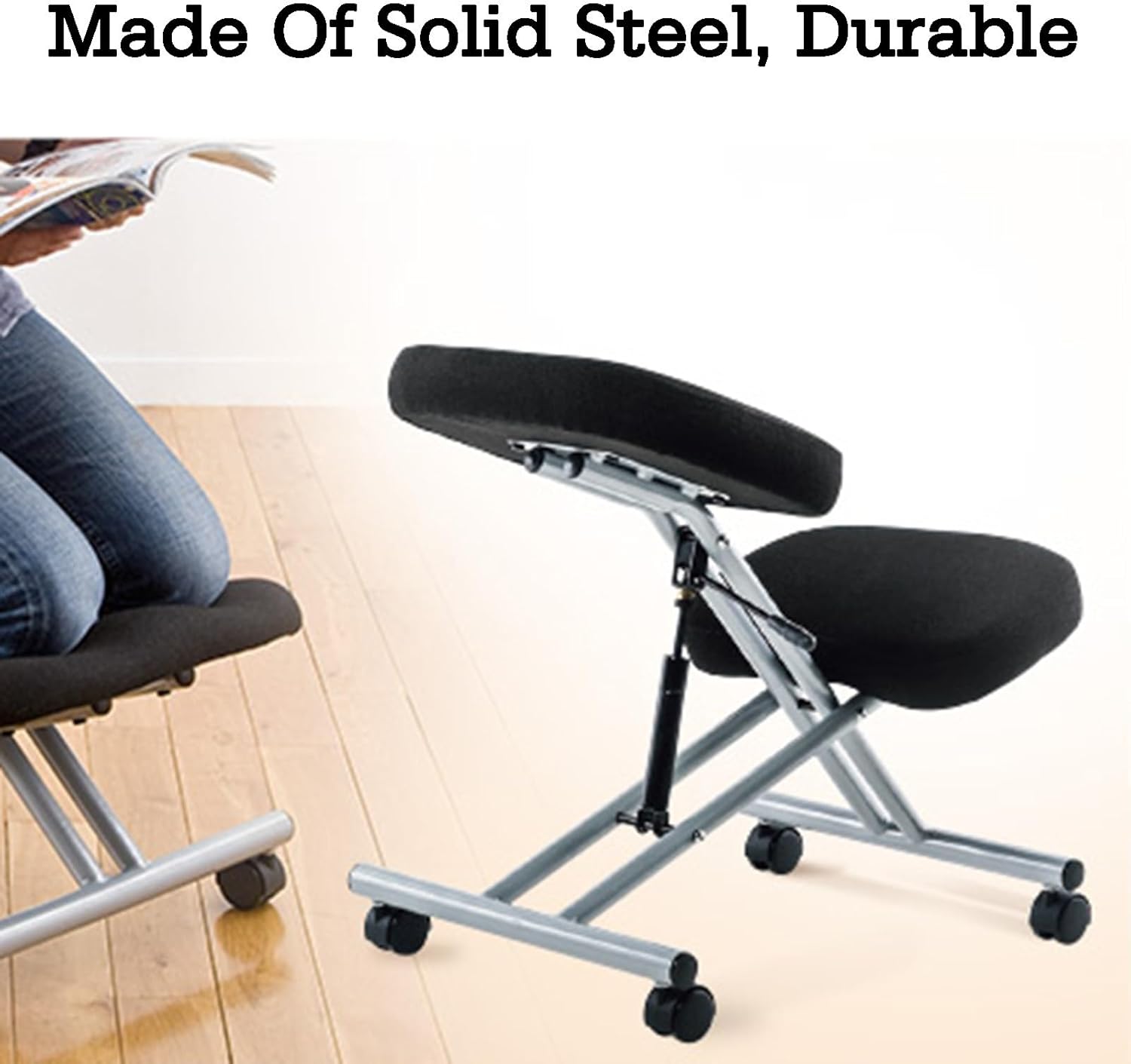 Ergonomic Kneeling Chair,Knee Support Chair,Relieve Back Pain & Improve Posture and Casters,for Posture Leg Circulation