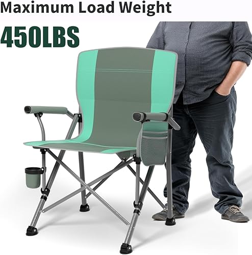 Miniatura 4 de Oversized Camping Chair for Adults Heavy Duty,Heavy Duty Lawn Chair with Side PocketsOutdoor Camping, Fishing, Beach,Hiking Foldable Camping Chair