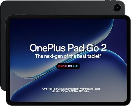 OnePlus Pad Go 2, 30.73 cm (12.1 inch) 2.8K Display with 900 nits HBM, Dolby Vision™, 120Hz Refresh Rate, Quad Speakers, AI, 10050 mAh Battery, 5G Tablet, 8GB RAM 256 GB Storage.