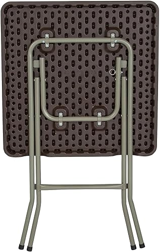 Miniatura 8 de Flash Furniture - Mesa plegable cuadrada de plástico de ratán marrón de 1.95 pies