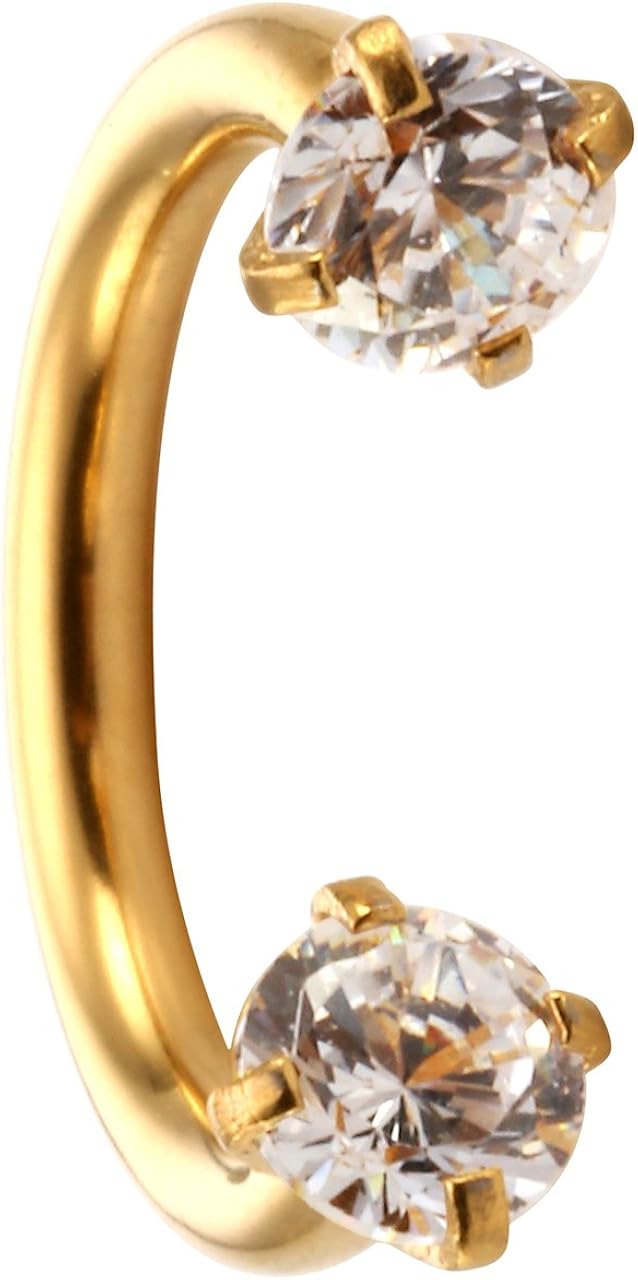 Jovivi 2pc 16G Stainless Steel Cubic Zirconia Nose Ring Hoop Gold Horseshoe Septum Piercing Tragus Cartilage Earrings Lip Nipple Eyebrow Piercing Jewellery - Image 3