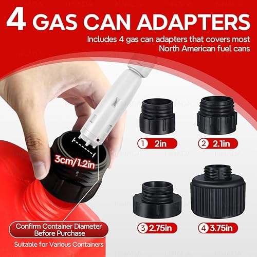 Miniatura 24 de HiNADA Bomba de transferencia de combustible de parada automática: USB tipo C o alimentación de batería, portátil de 3.2 GPM con manguera extra