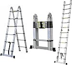 EFAN Échelles télescopiantes en aluminium Échelle télescopique avec mécanisme de verrouillage Échauds compacts à usages multiples pour la maison Garage Clean 330 Capacité de livre,12,5FT/3,8M (1,9+1,9M, sans crochet)