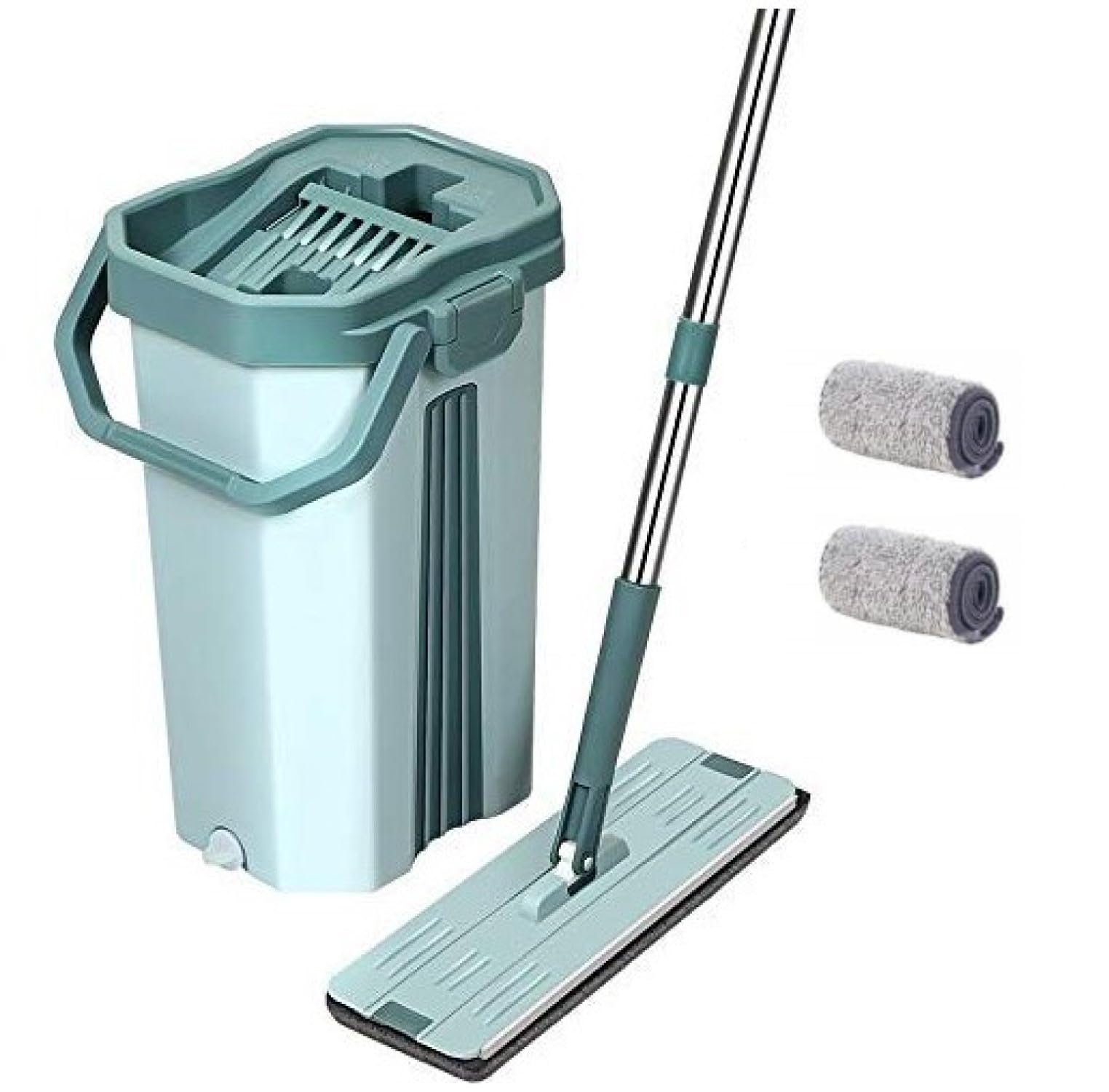 JAAMSO ROYALS Green Flat mop, Flat mop with Bucket, Microfiber mops for Floor Cleaning, Flat mop Stick, Best mop for Home Floor Cleaning (Total 2 Pads) & Handle (46 cm X 28 cm X 135 cm) (B0B1VDQHP9) Amazon Price History, Amazon Price Tracker