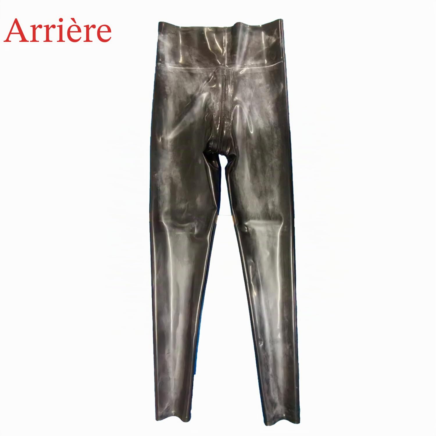 Leggings en Latex en Forme de U Noir,Pantalons en Caoutchouc pour Femme avec Fermeture éclair à l'entrejambe Fait Main