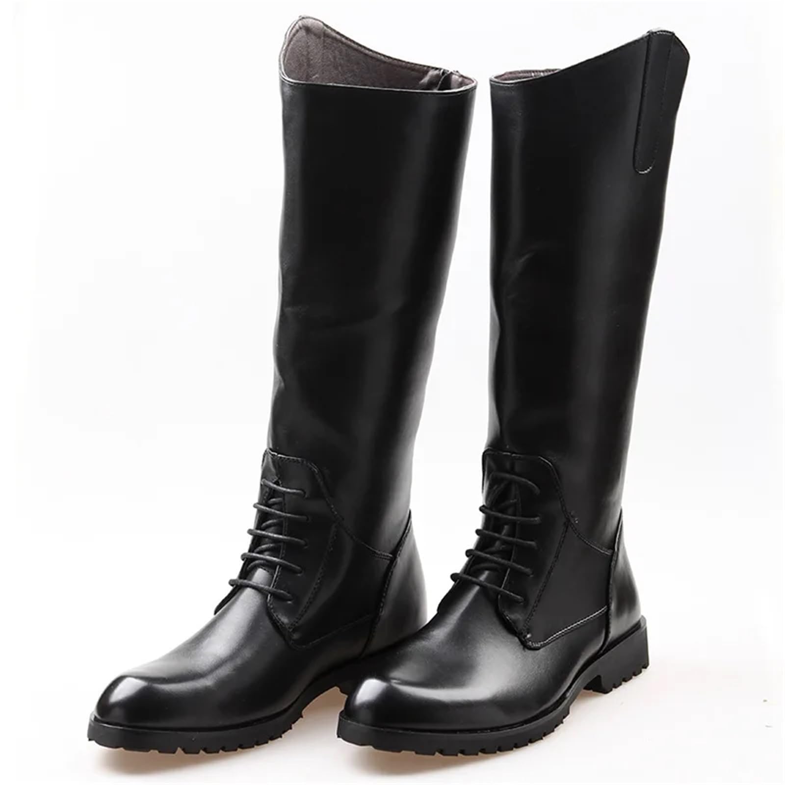 Botas altas informales de cuero con cremallera trasera for hombre, botas vaqueras largas de caballero, botas de montar de cuero, botas de motociclista 37-46