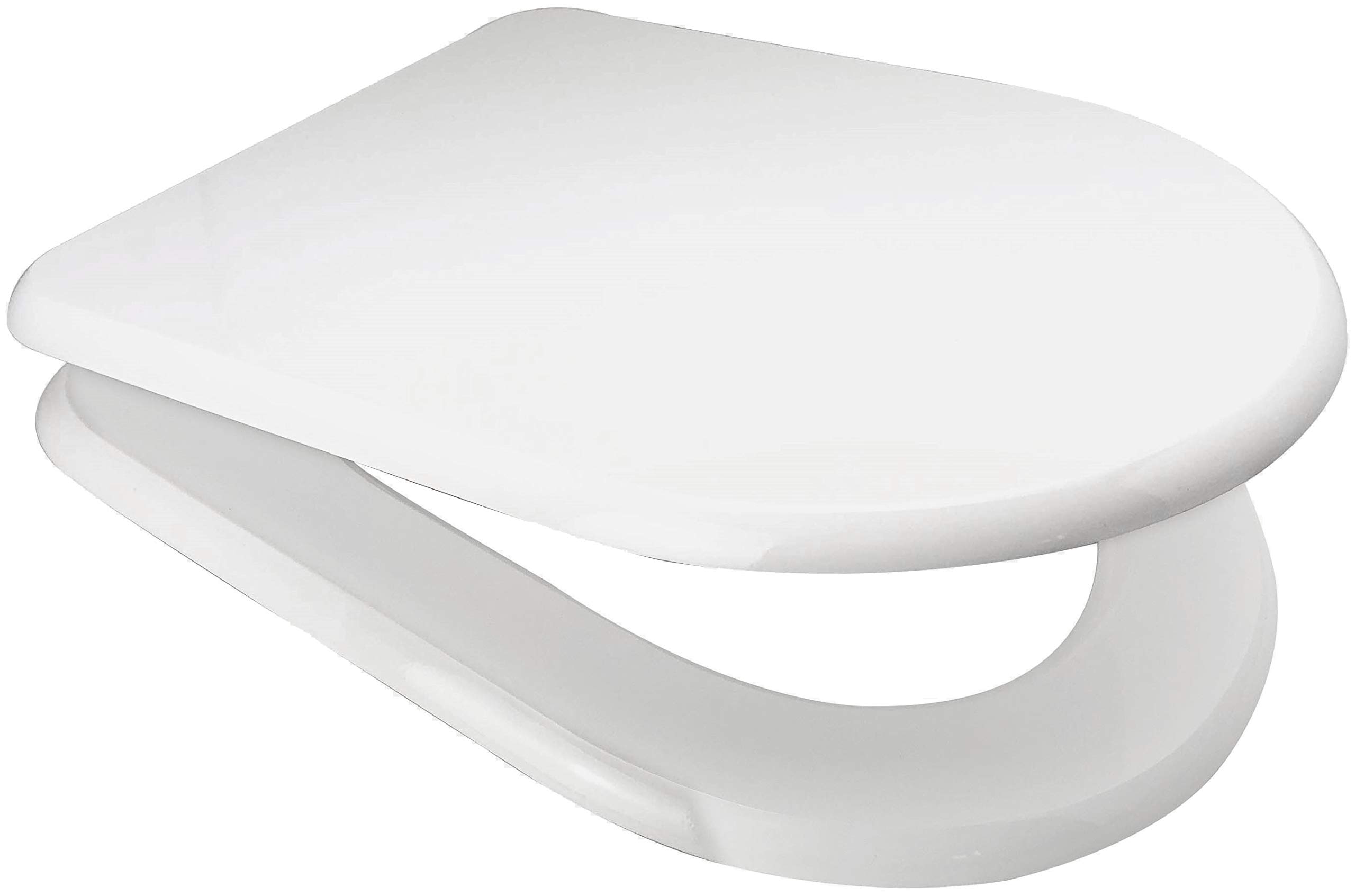 Euroshowers White Mdf Or Mdf Oak Wood Soft Close Toilet Seat With Top Fix/Blind Hole Fittings And Two Button Quick Release Hinges (D Shape )