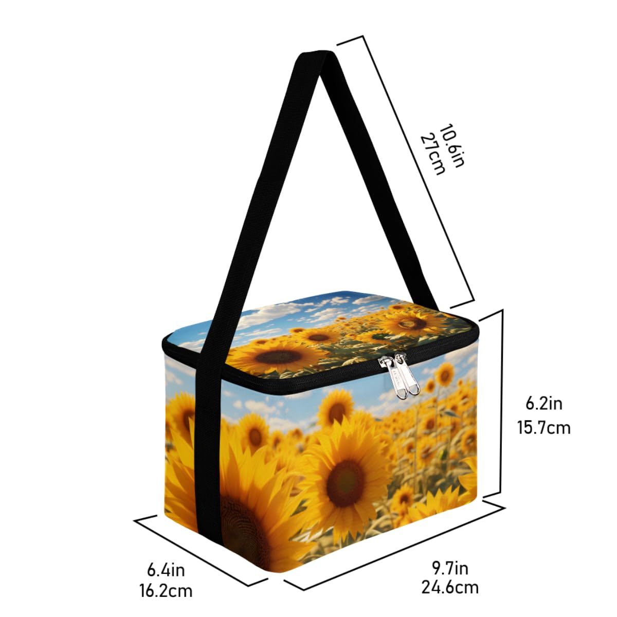 GzLeyigou Lunch Bags for Women Men 9 Cans,Field of Sunflower Hot & Cold Food Delivery Bag Insulated Grocery Bag Insulated Lunch Box Sunflowers Garden Cooler Bag for Office Work Picnic Beach