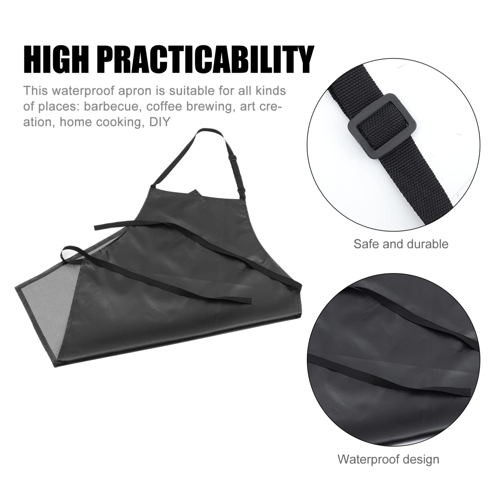 COLLBATH Waterproof Apron Art Apron Waterproof Bibs Dishwashing Apron Butcher Apron Hairdresser Apron Multi-purpose Apron Grill Grilling Apron Chemical Aprons for Dishwashing Pvc Black