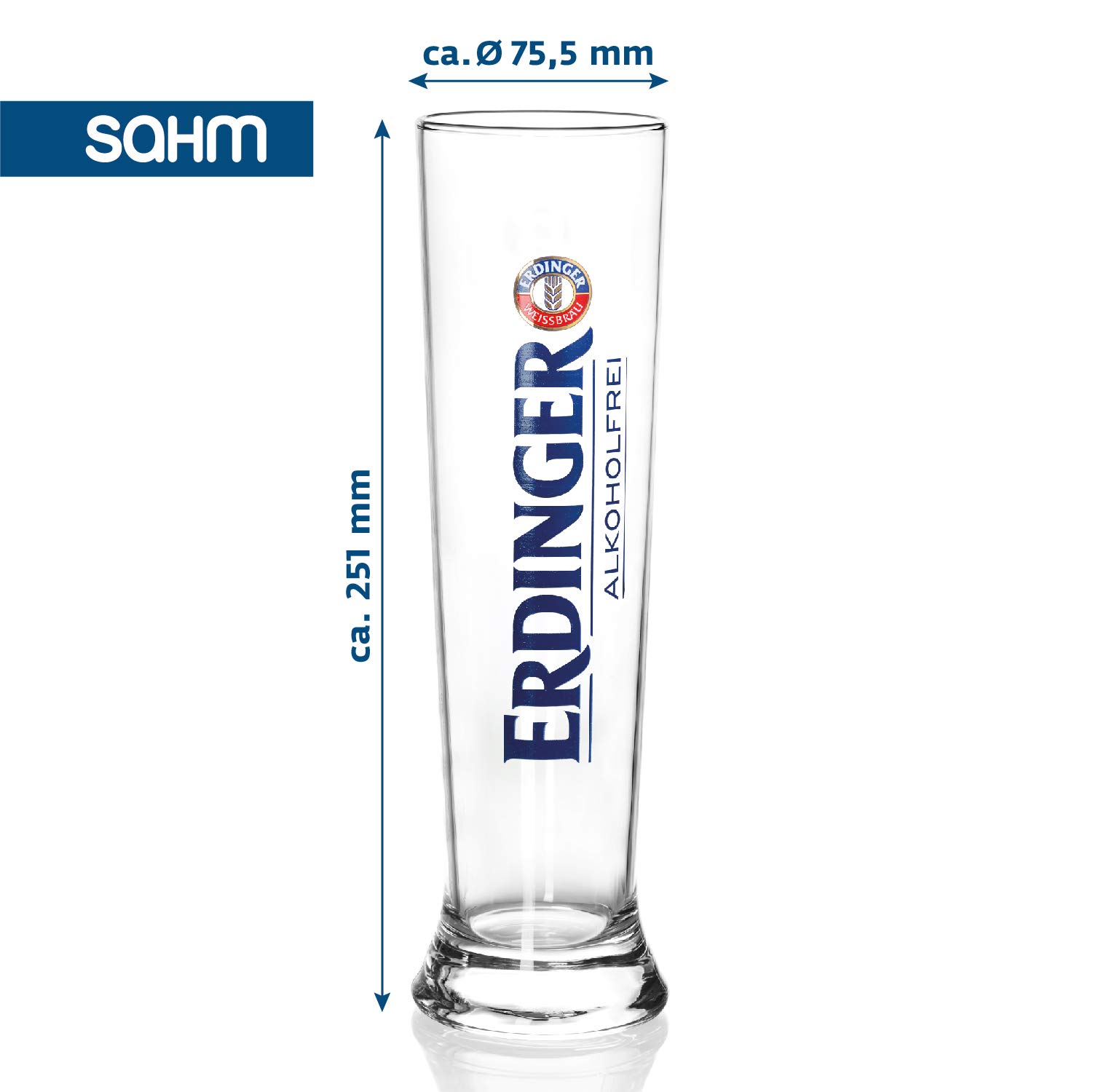 Sahm ERDINGER Alkoholfrei Weizenbierglas 0,5 l Set - 6 Weizenbiergläser 0,5 l - Ideale Weissbiergläser