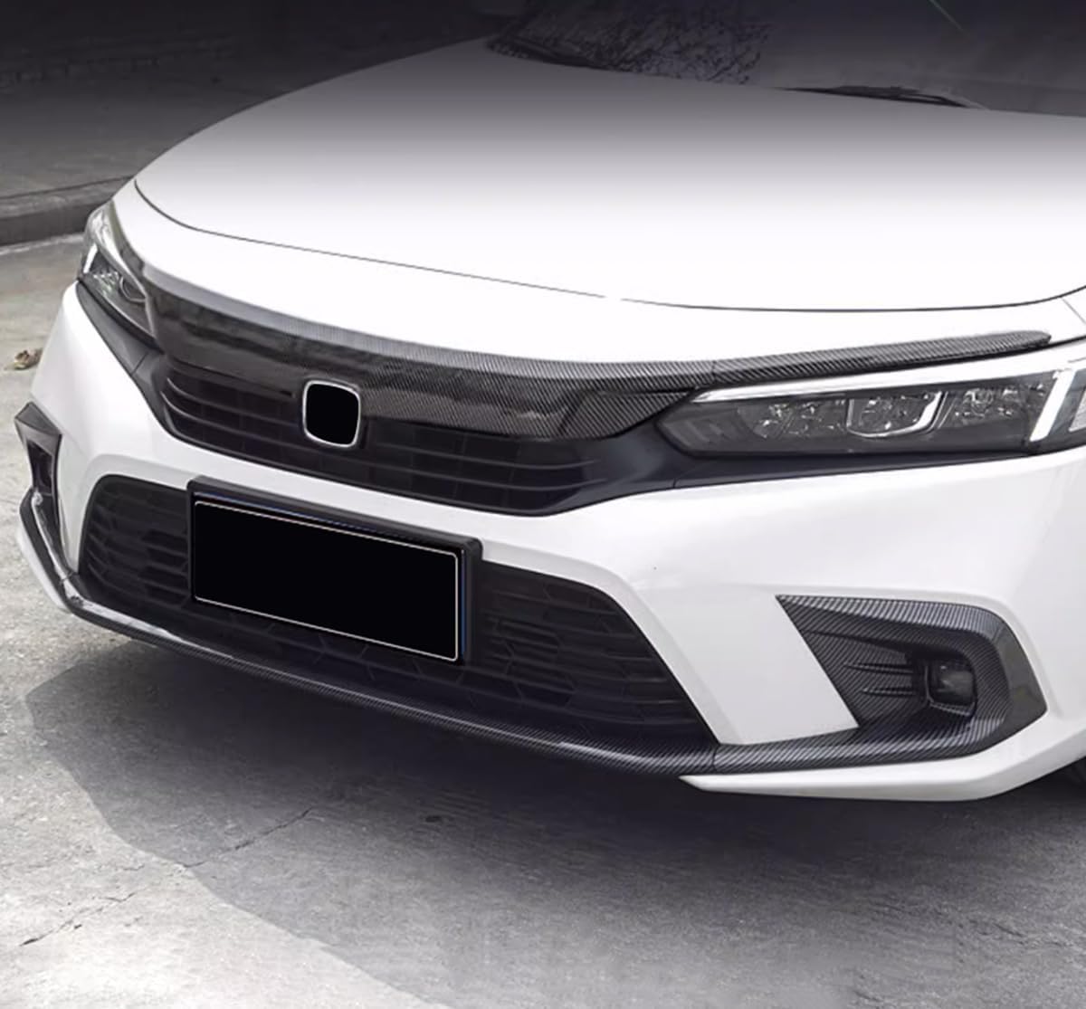 Car Accessories Fit for Honda Civic 11th Gen 2022 2023 2024 Front Fog Light Lamp &Front Bumper Protector Guard Cover Trim (Carbon Fiber Style) 3PCS ABS