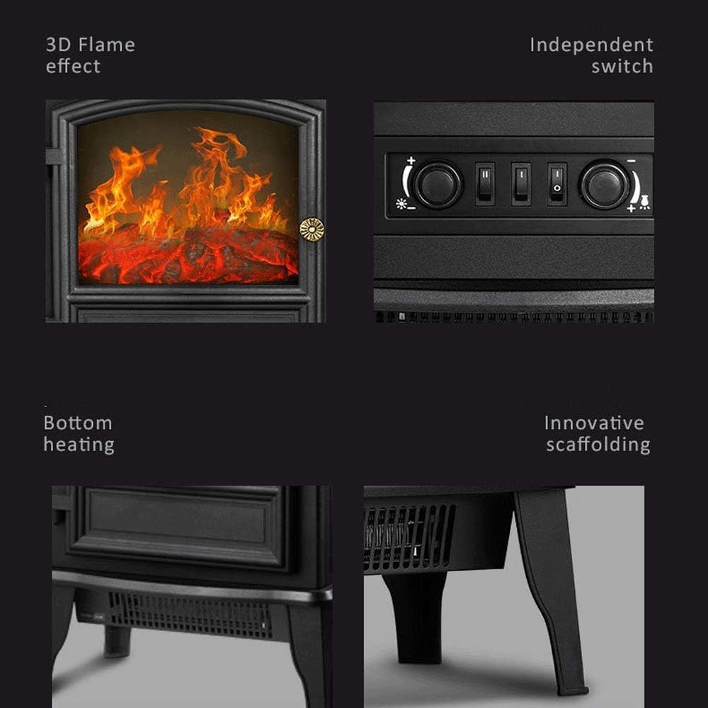 Electric Fireplace, Electric Fireplace,Fireplace Stove Heater,Freestanding Fireplace,2000W Log Burner Electric Fire Stove Electric Fireplace Heater with Realistic Flame Effect, Overheat Protection ele