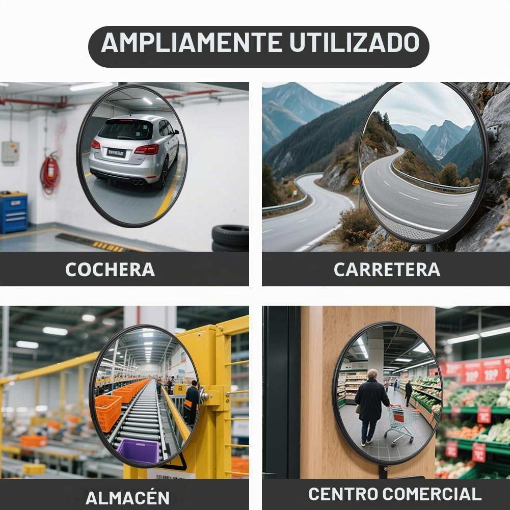 Espejo de tráfico, 30 cm de ancho de visión convexo, espejo de seguridad de tráfico, espejo convexo de visión panorámica redonda, espejo panorámico, espejo parabólico, espejo de observación, para