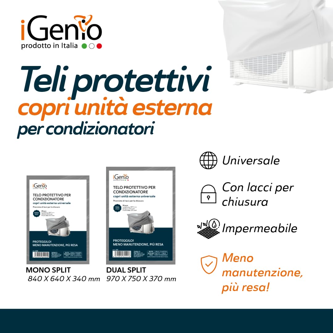 Telo Protettivo Copri Unità Esterna per Condizionatori Dual Split 970x750x370mm - art.221