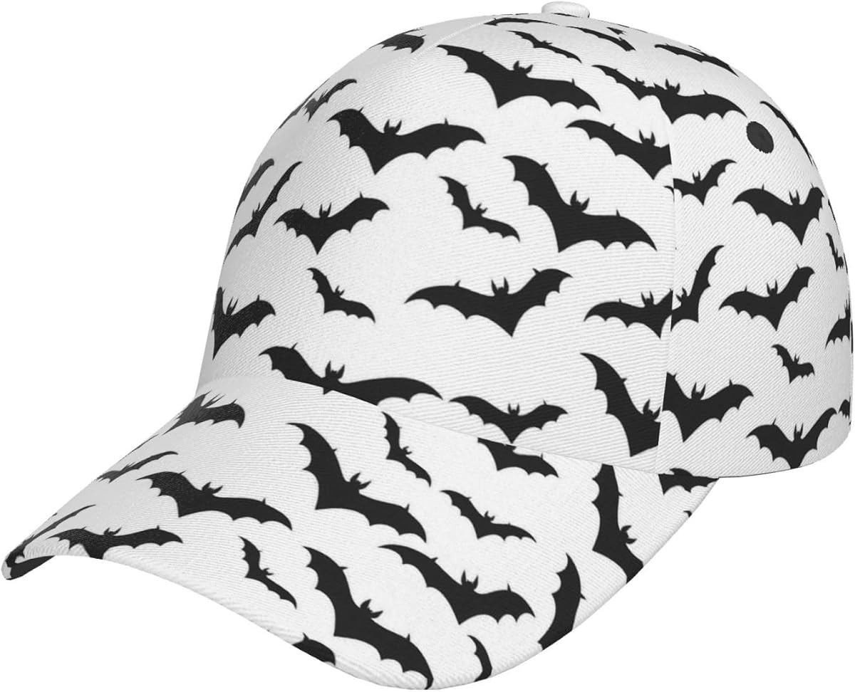 Mujer Gorra De Béisbol Con Estampado De Siluetas De Murciélagos Ajustable Negro | Sombrero de papá de perfil bajo, sombreros de camionero de golf Snapback, hombres ligeros y mujeres, para correr, entrenamientos, al aire libre
