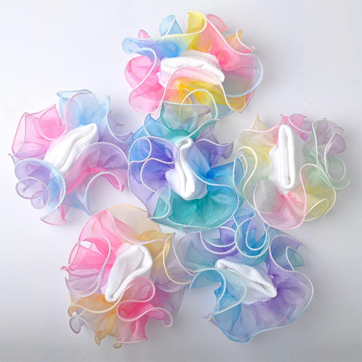 Hopply Toddler Girls Double Lace Socks Turn Cuff Shimmering Big Ruffle Rainbow Style Dress Lace Socks for Infant Kids - Image 7