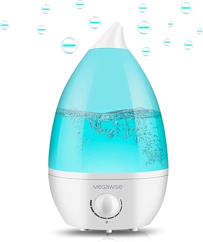 MegaWise Humidificadores de niebla fría de escritorio para dormitorio, vaporización ultrasónica de aire de 24 dB, luz nocturna colorida, difusor de