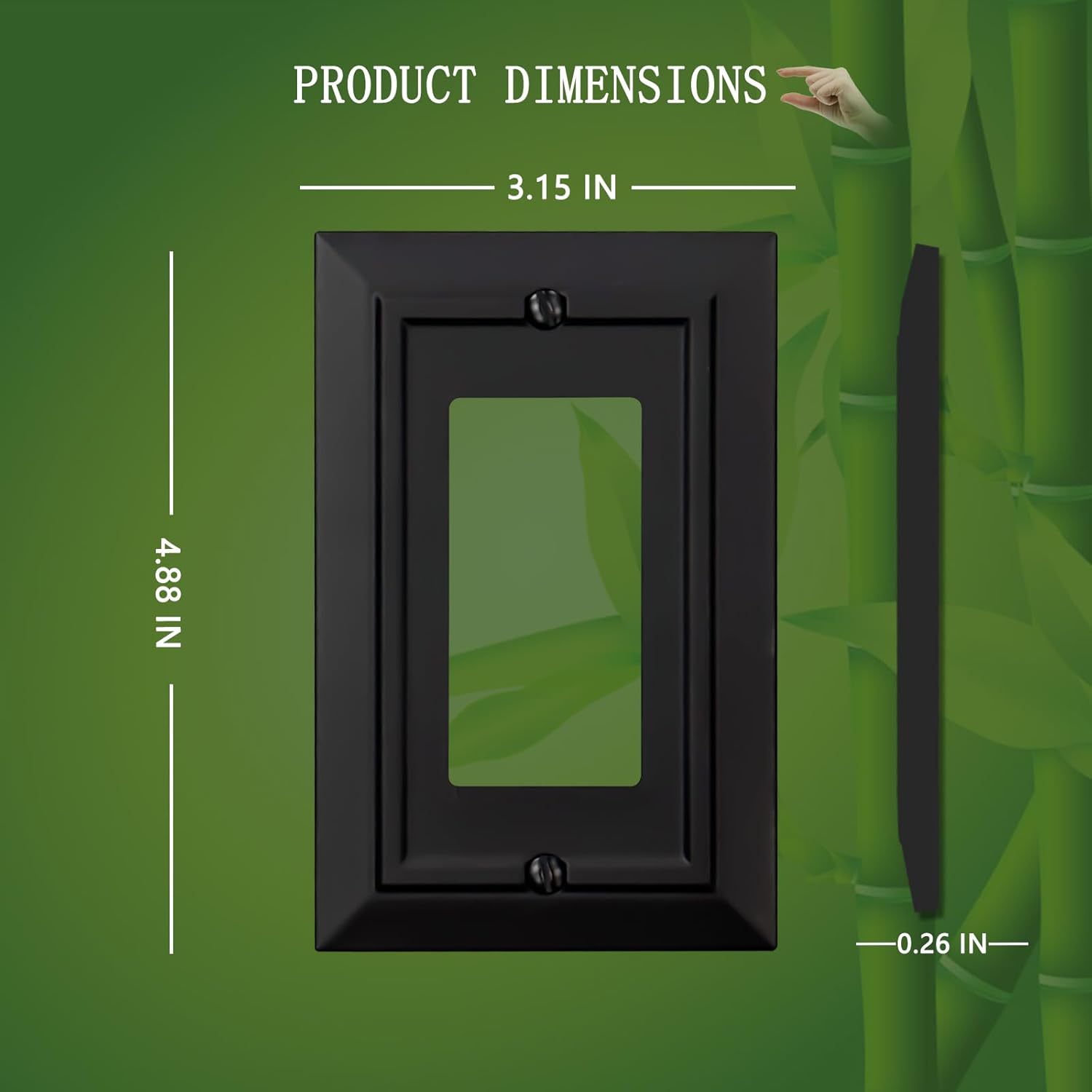 Classic Architecture Wall Plates,Light Switch covers, Electrical Outlet Covers, Duplex receptacle wall plates,Mid Size Bamboo Fiber Material Switch plates Matte Black (1 Gang Decorator 4PK)