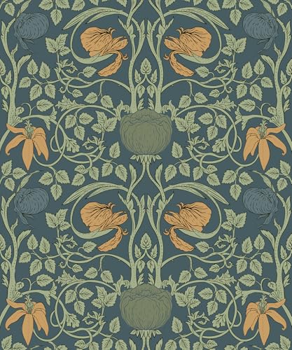 Livelynine 17.5x276 Dark Teal Floral Peel and Stick Wallpaper Vintage