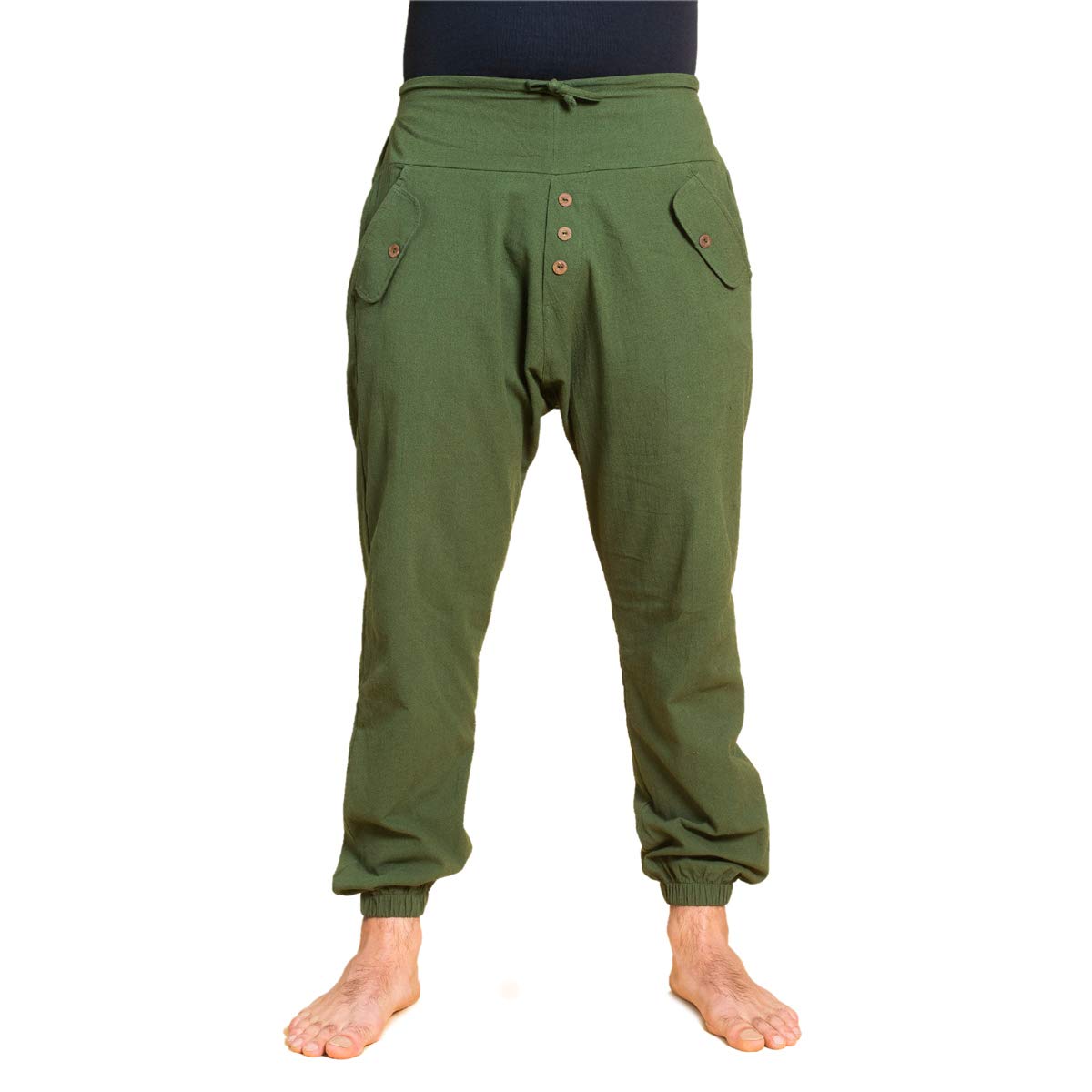 Panasiam Unisex Olive Green Yogipants 01, Cotton, Olivegreen, M
