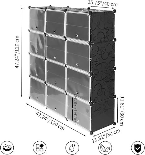 Miniatura 2 de WOHLLEBEN Armario portátil, organizador de armario independiente, organizador modular de almacenamiento, armario de plástico para bricolaje, armario