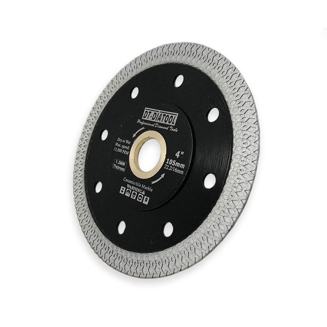 DT-DIATOOL Diamond Tile Blade 4 Inch 5pcs Diamond Turbo X Mesh Rim Segement Circular Saw Blade for Procelain Ceramic Stoneware Marble Granite Fits 5/8"-7/8" Arbor