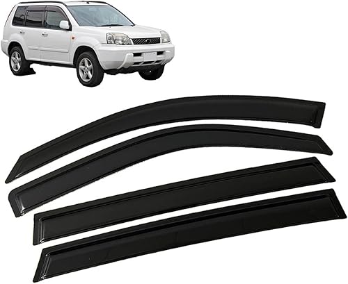 Miniatura 1 de Viseras deflectores de viento para ventana lateral, color negro, protector de lluvia, visera de ventilación, compatible con Nissan X-Trail T32 T31