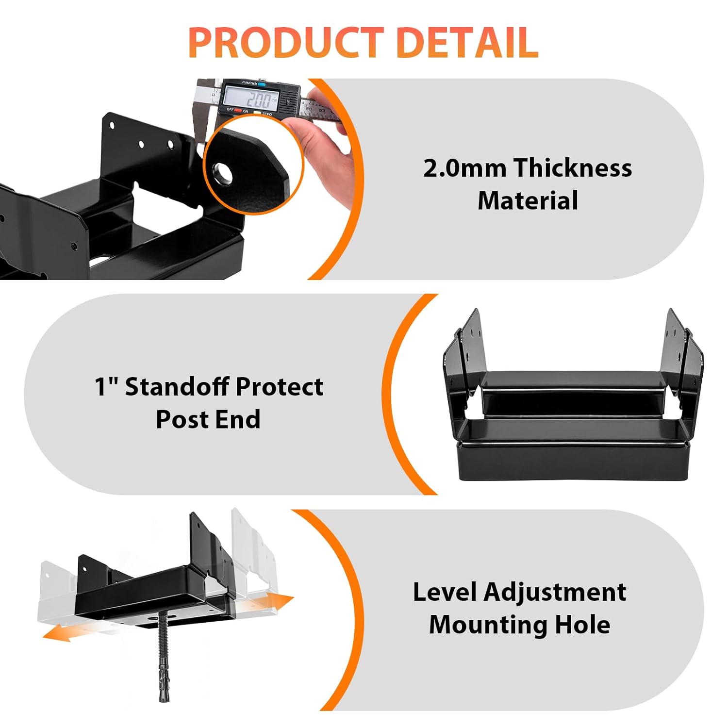10PCS 6x6 Post Base for Concrete, Heavy Duty Post Base Anchor for 5.5x5.5 Wood, Adjustable Black Coated Holder with 1" Standoff for Deck Patio Gazebo Porch（Included Screws）