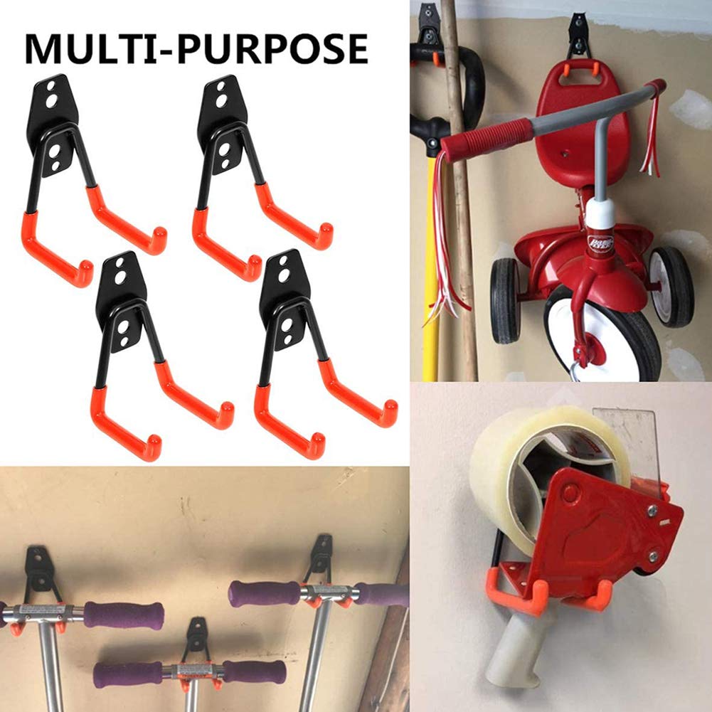 Crochets de rangement de garage, crochets de suspension muraux robustes avec revêtement antidérapant pour porte-outils et organisateur mural