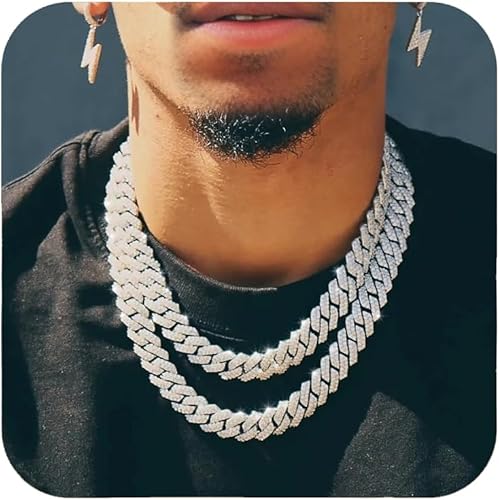 Mens Cuban Link Chain SilverGold 8''16''18''20''22''24'' Necklace Iced Out Thick Chain For Women Bling Diamond Cut Cuban Link Chains For Men Hip Hop