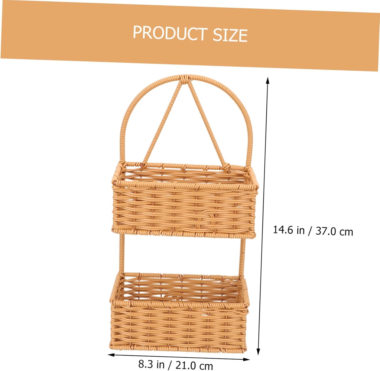 BESTYASH Hanging Wall Basket Woven Storage Bin Plastic Material Nordic Style Kitchen Organizer for Utensils and Bathroom Square Brown Holder for Doors Bedrooms Living Rooms and Entrances