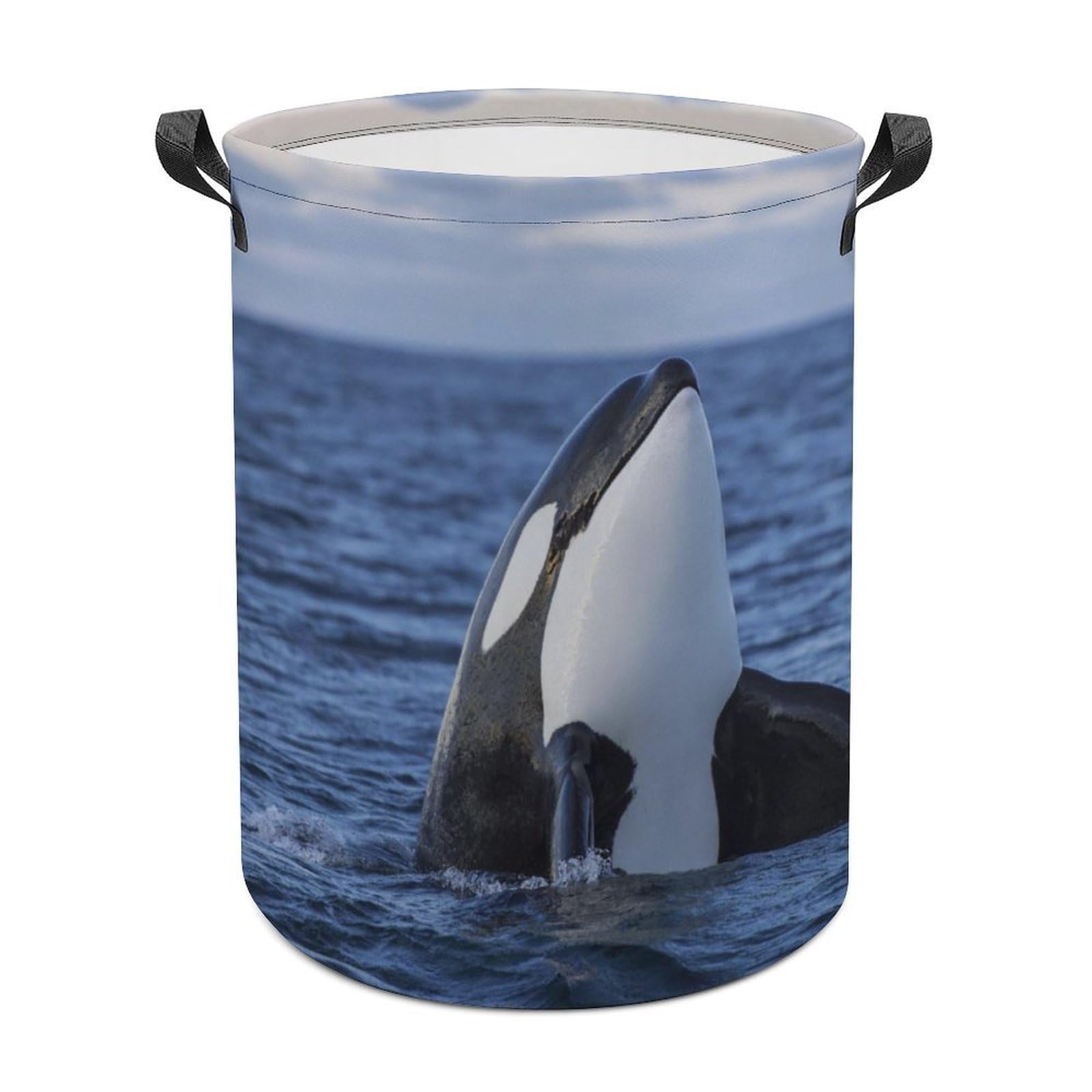 MHYRAC Laundry Hamper, Killer Whales Orca Laundry Basket, Washing Basket with Handle