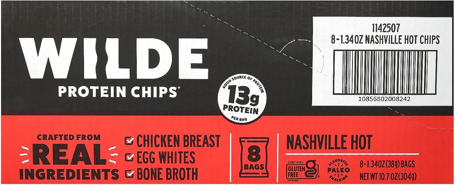 Protein Chips, Nashville Hot, 8 Bags, 1.34 oz (38 g) Each