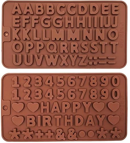 ELINKA Set di 2 stampi in silicone a forma di lettere e numeri per decorazione torta di compleanno