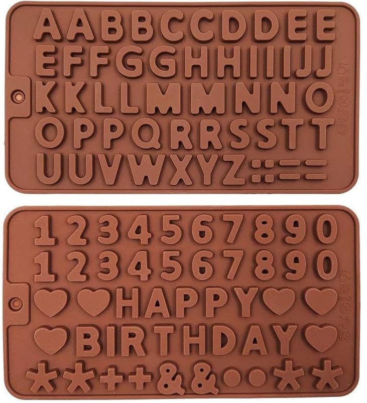 Lot De 2 Moules En Silicone Lettres Et Chiffres - Pour Gâteaux, Bonbons, Chocolat, Savon, Température -60°C à +230°C