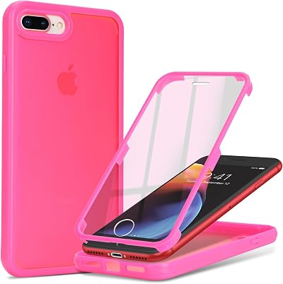 Cavor for iPhone 8 Plus/7 Plus Case with Screen Protector, Rose red