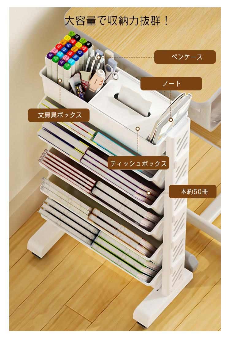 Amazon.co.jp: ファイルワゴン キャスター付き マガジンラック デスク