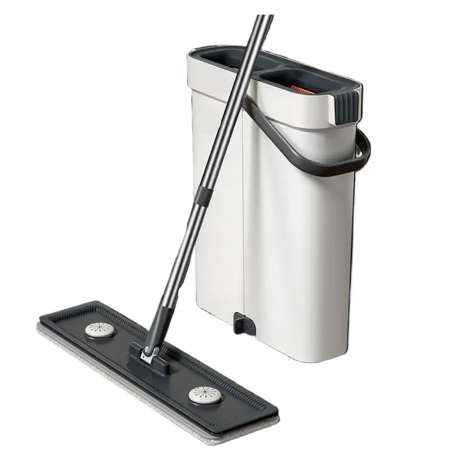 Fregona Plana Manos Libres, Conjunto Combinado de Limpiador Suelo Giratorio 40cm con Cubo, fregonas Lavables Microfibra for el hogar, baño seco y húmedo(40cm Bucket-2-Mop)