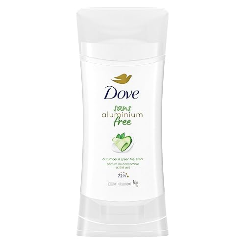 Dove Aluminum Free Déodorant for Women Cucumber & Green Tea Scent for Soft, Comfortable Underarms, 74g - Cucumber and Green Tea - 74 g (Pack of 1)