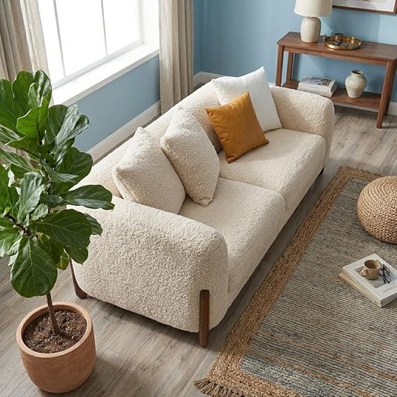 Image of A to Z Furniture Classic 3+2=5 Seater Sofa Set Luxury Chesterfield Leatherette Sofa in for Home Living Room & Office (Beige 3+2)