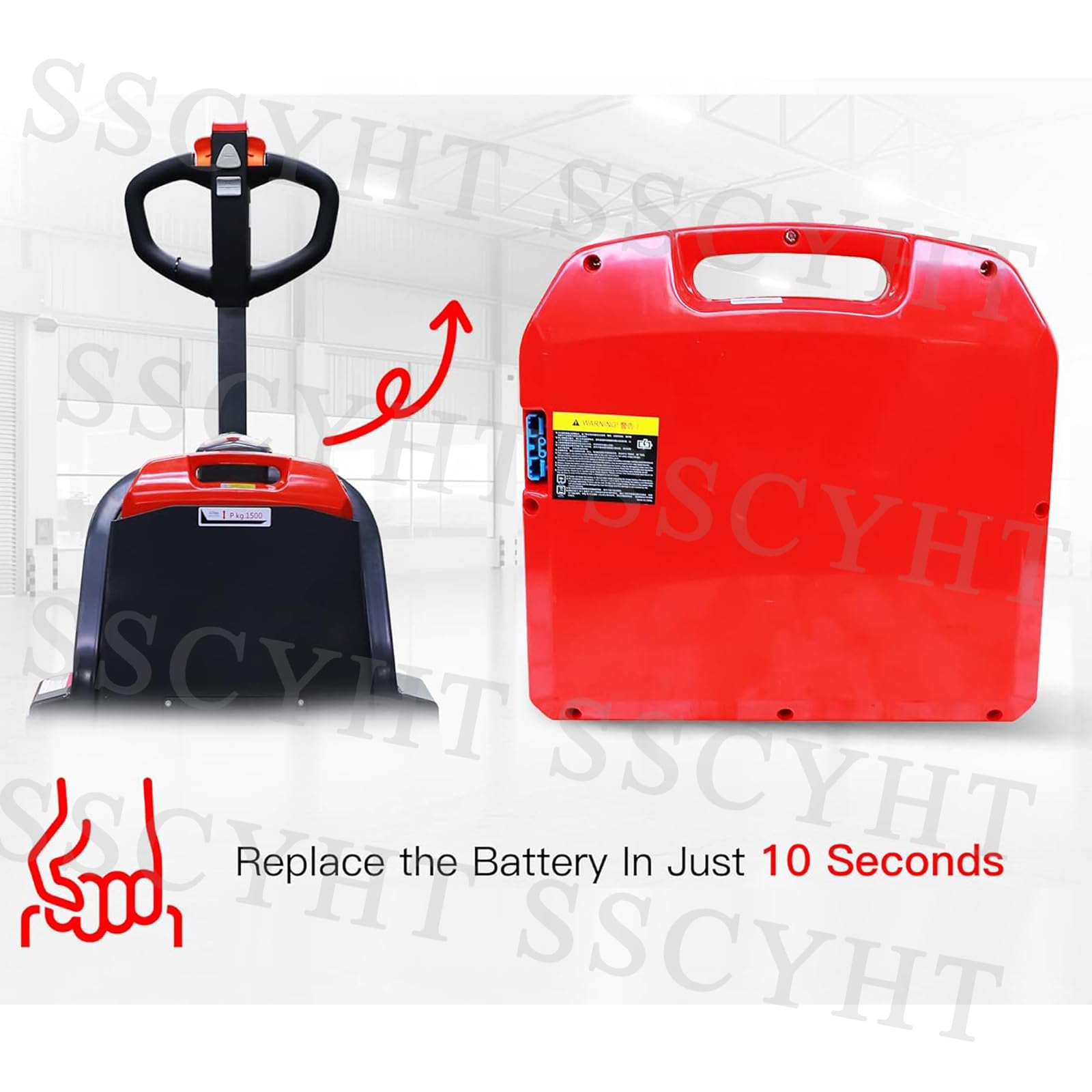 Batteria transpallet Elettrico 24V 20Ah 30Ah 40Ah 60Ah e Batteria Litio 48V 20Ah 30Ah per Carrello elevatore con connettore SBS75X, Kit Ricambio per Motori carrelli 50-1440W