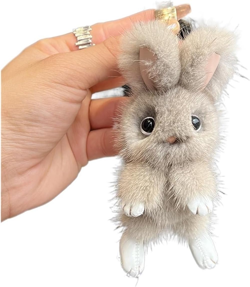 小さな店] ミンクファーキーホルダー 毛皮人形 ウサギのおもちゃ