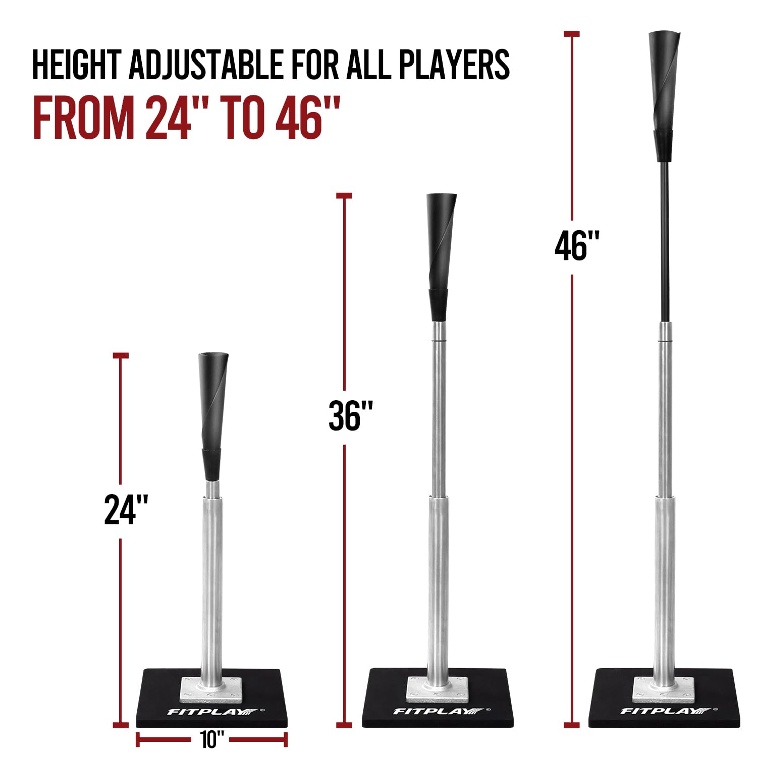 Hitting Tee FITPLAY Triple Hitting Baseball Tee - Adjustable 24-46... Hitting Tee FITPLAY Triple Hitting Baseball Tee - Adjustable 24-46...