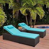 Valita Outdoor PE Wicker Chaise Lounge Set Patio Rattan Adjustable Reclining Lounge Chairs with Cush