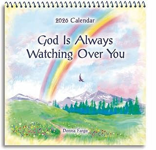 Blue Mountain Arts 2026 Wall Calendar — God Is Always Watching Over You by Donna Fargo | Faith-Based Gift of Encouragement | 12-Month, 7.5 x 7.5 Inches