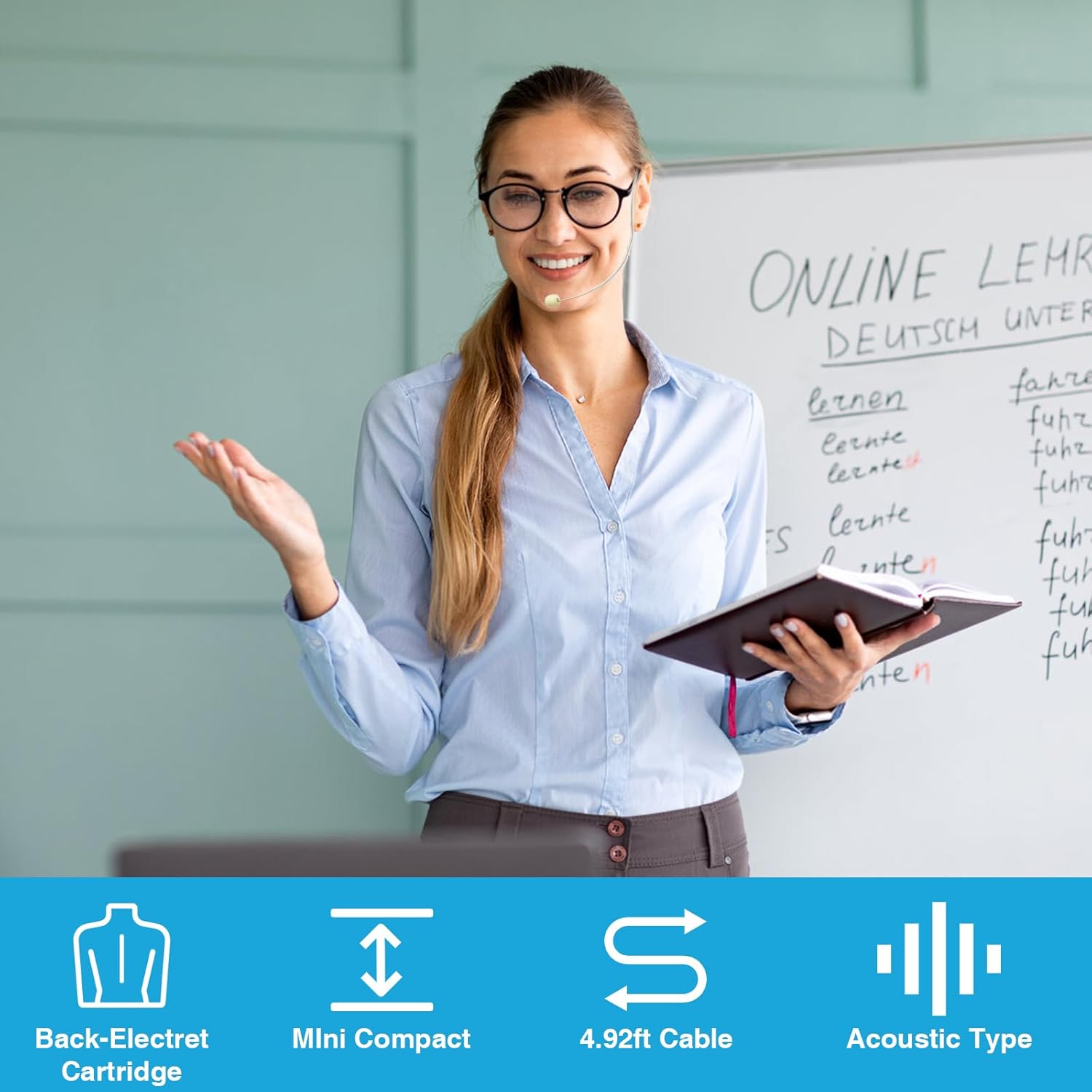 10 Pack Headset Headworn Microphone Single Ear Headset Mic Mini XLR 3Pin TA3F Plug Hands Free Mic for AKG Samson with 1.5m Cable Windscreen,Work for Singing,Lecture,Stage - Image 2