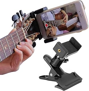 Guitar Phone Holder Clip 360 Degree Rotation Guitar Head Clip Mobile Phone Holder,Guitar Head Phone Holder Mount For Live Broadcast Bracket Clip,for 2.16in-2.95in Phone