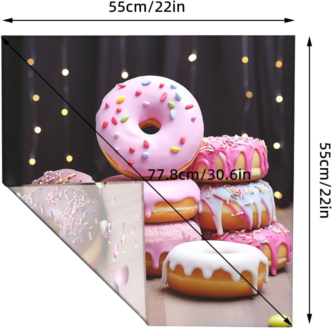 Cooling Bandanas for Men Women Square Hair Scarf 22" x 22" Novelty Headband Donut Cake Neckerchief
