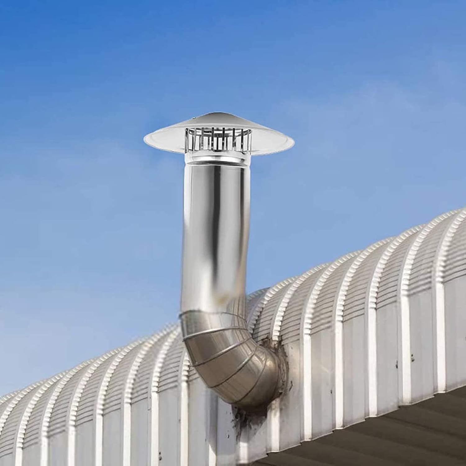 Stainless Steel Chimney Cap Roof Weatherproof Cap Mushroom Shape Ventilation Cap Range Hood Pipe Smoke Cap Exhaust Pipe Cap (180mm)