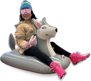 Jet Creations Husky Inflatable Snow Grass Sled Pool Float for Kids and Adults, 38 inch Long 2 Handles, Summer Winter Outdoor Sports Family Fun. Weight 200 lbs, 1 pc